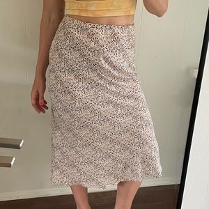 SKYLAR + MADISON Indigo Watercolor Leopard Bias Midi Skirt